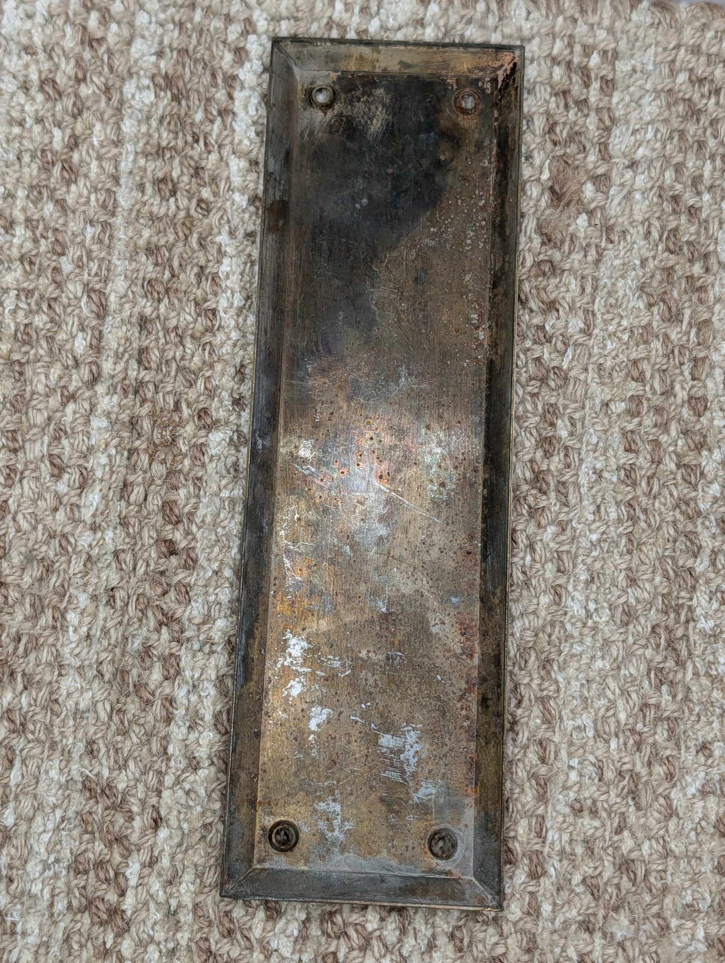 3" x 10" Antique Brass Plated Stamped Steel Door Push Plate