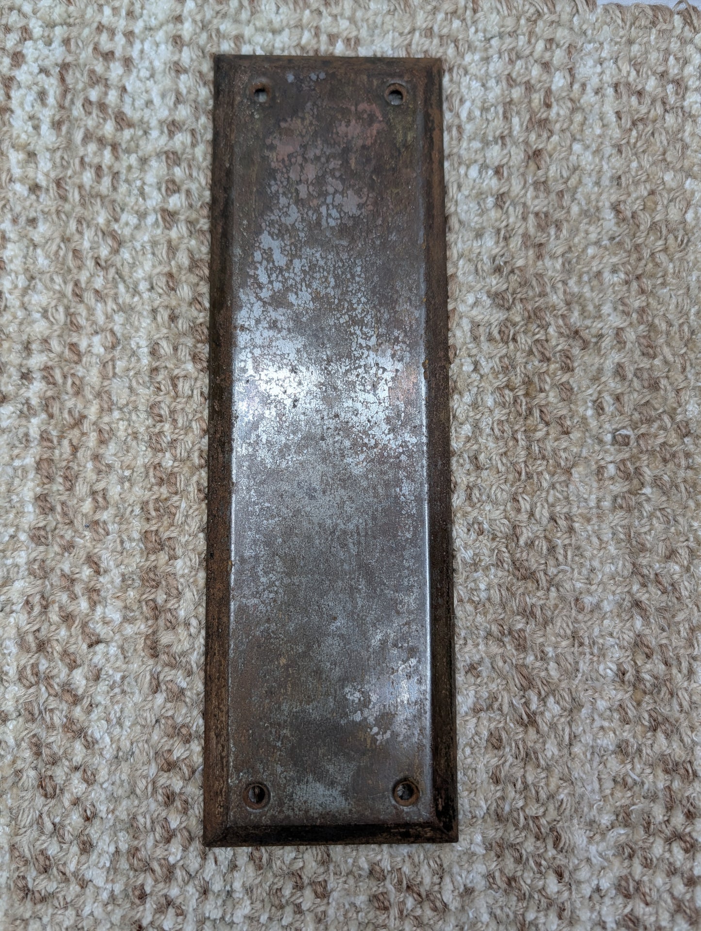 3" x 10" Antique Brass Plated Stamped Steel Door Push Plate