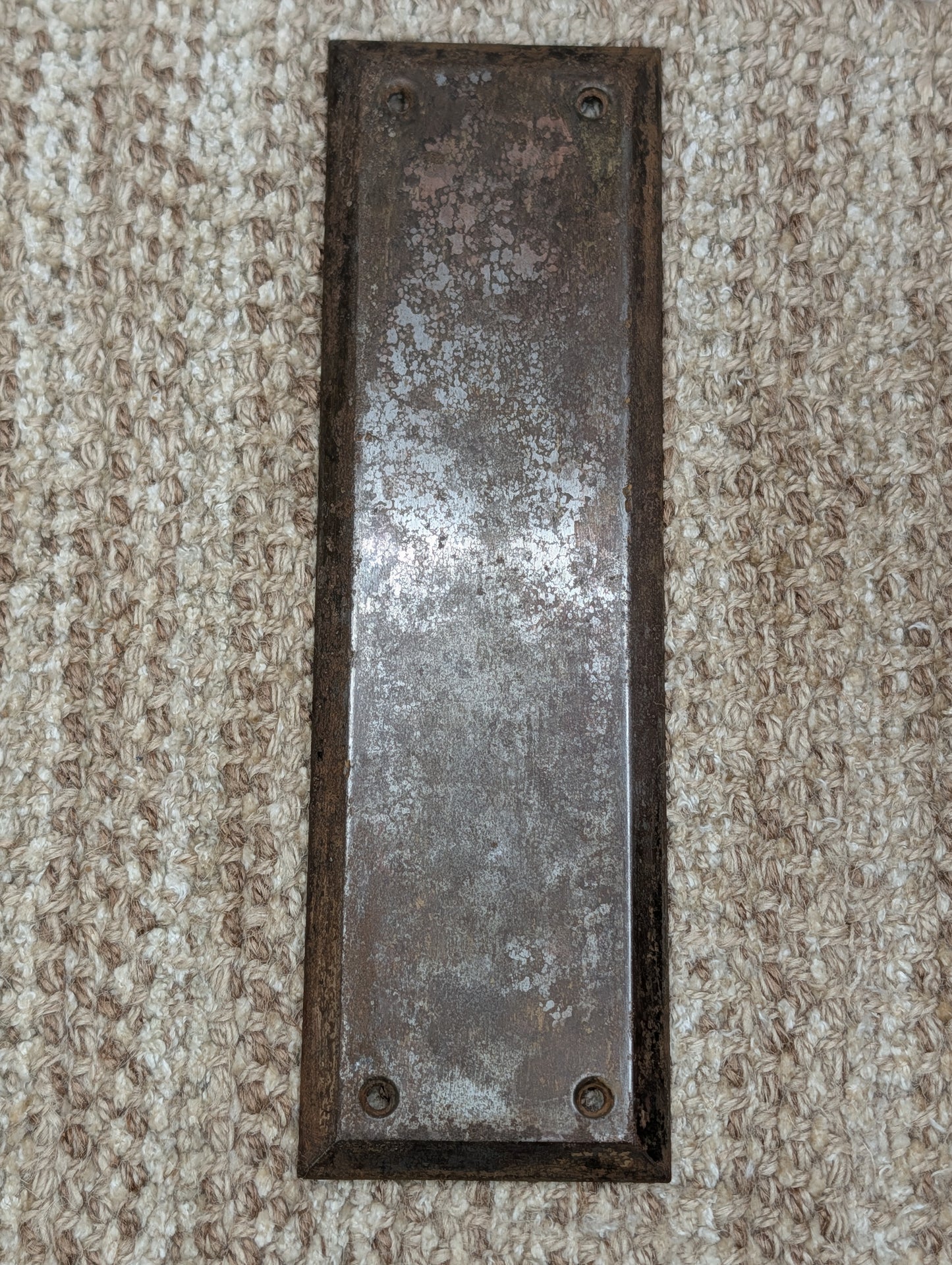3" x 10" Antique Brass Plated Stamped Steel Door Push Plate