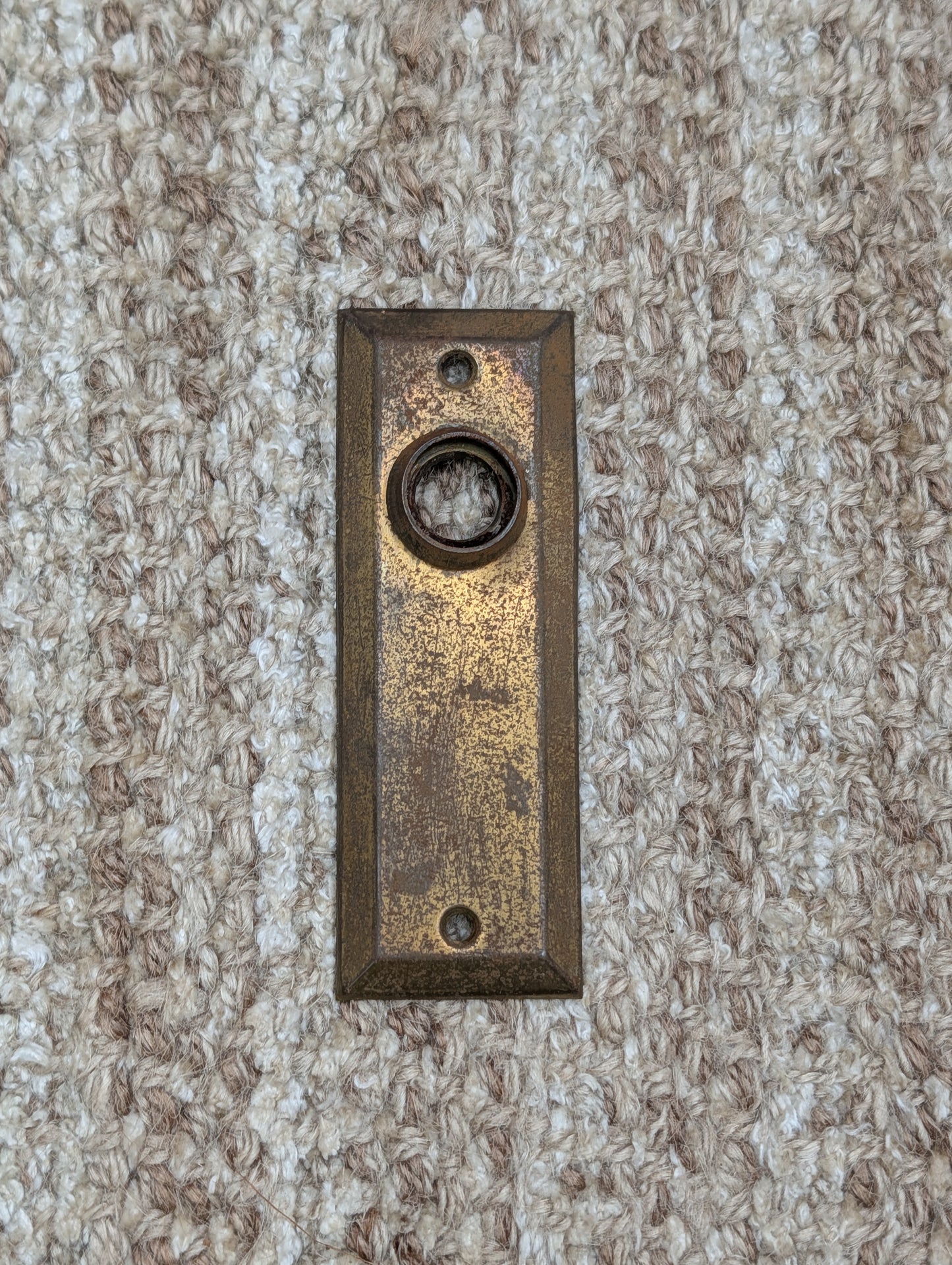 1 3/8" x 4" Antique Brass Plated Stamped Steel Door Knob Plate