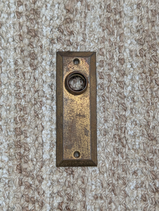 1 3/8" x 4" Antique Brass Plated Stamped Steel Door Knob Plate