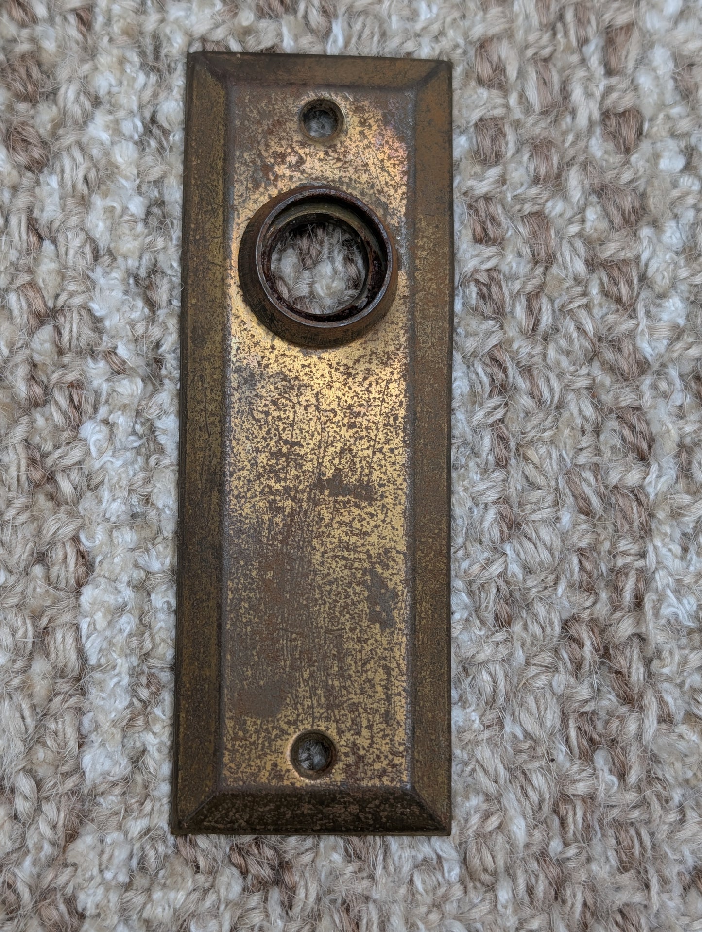 1 3/8" x 4" Antique Brass Plated Stamped Steel Door Knob Plate
