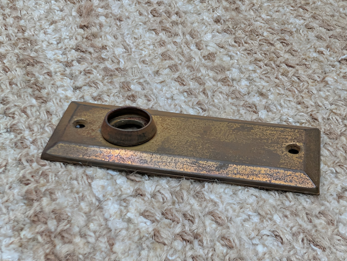 1 3/8" x 4" Antique Brass Plated Stamped Steel Door Knob Plate