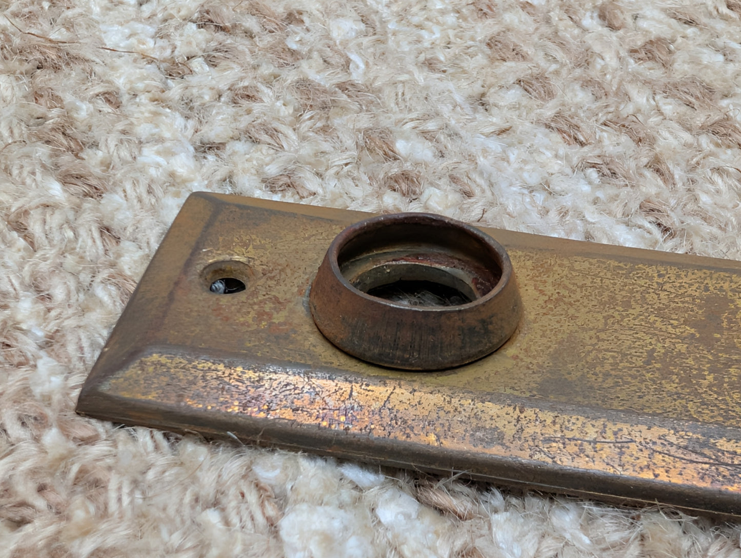 1 3/8" x 4" Antique Brass Plated Stamped Steel Door Knob Plate