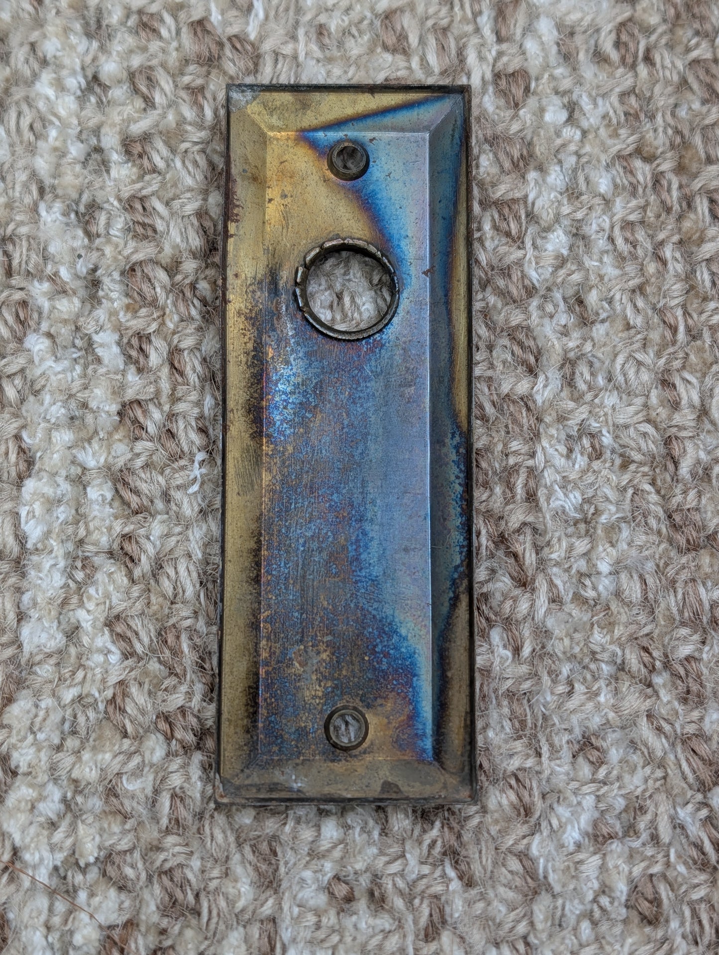 1 3/8" x 4" Antique Brass Plated Stamped Steel Door Knob Plate