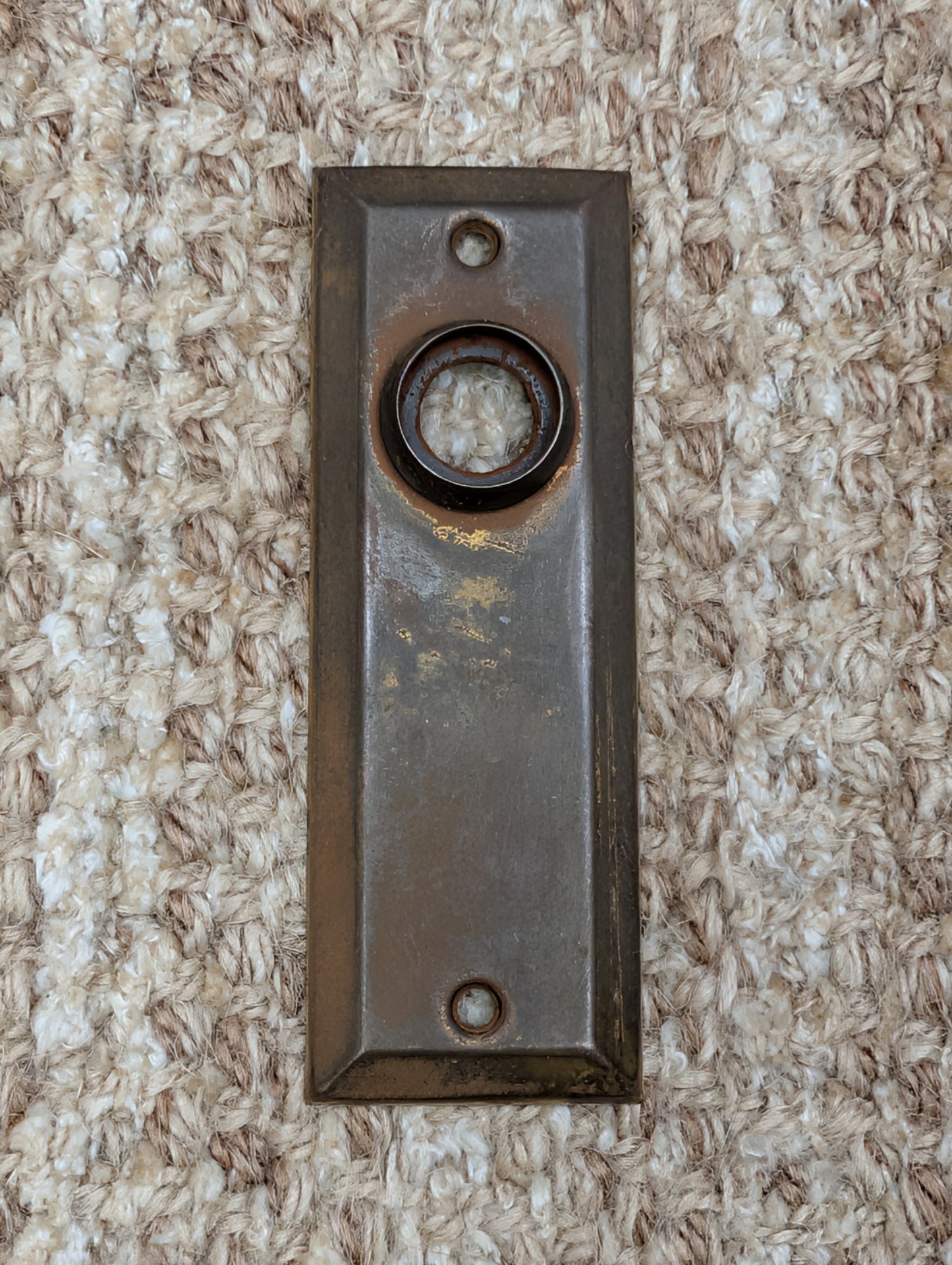 1 3/8" x 4" Antique Brass Plated Stamped Steel Door Knob Plate