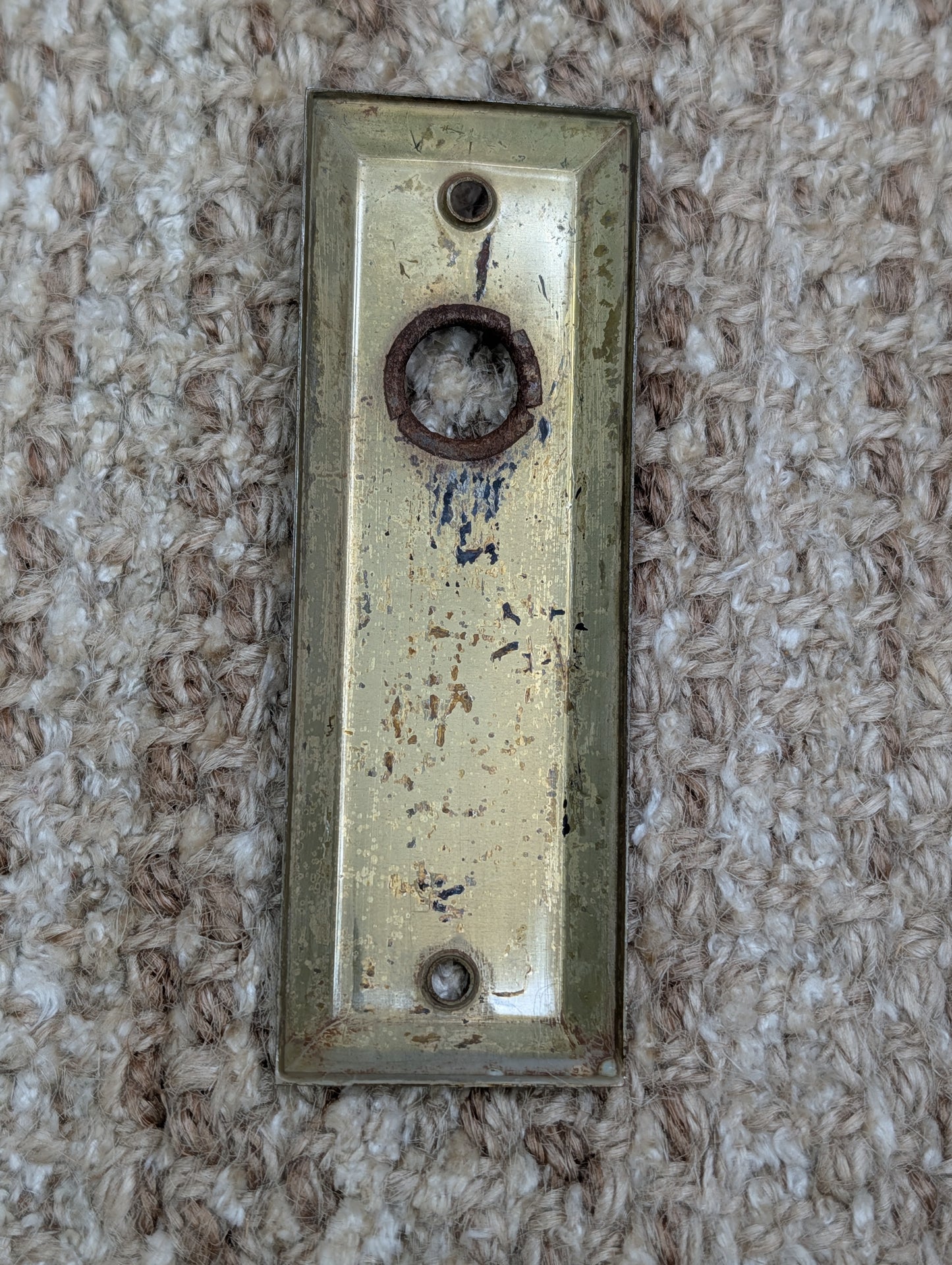 1 3/8" x 4" Antique Brass Plated Stamped Steel Door Knob Plate
