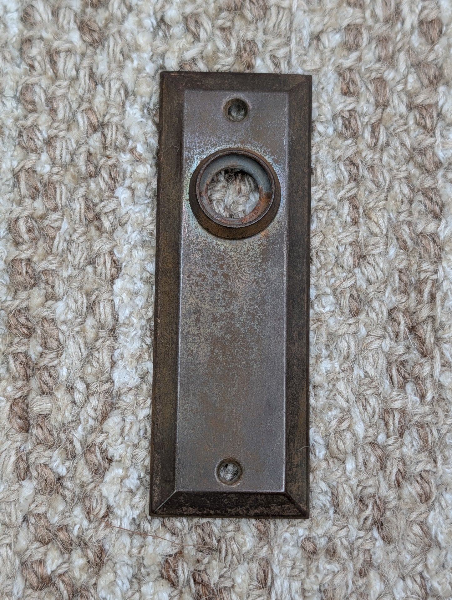 1 3/8" x 4" Antique Brass Plated Stamped Steel Door Knob Plate