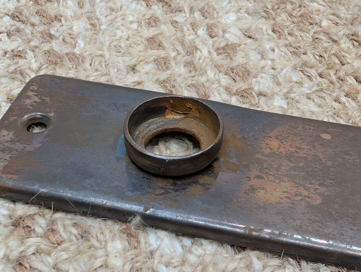 1 5/8" x 5 1/2" Antique Stamped Steel Door Knob Plate