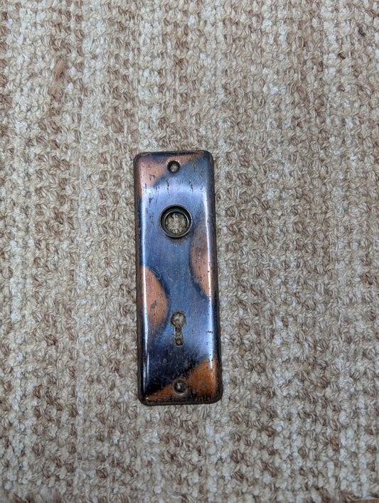 1 7/8" x 5 3/4" Antique Stamped Steel Door Knob Plate