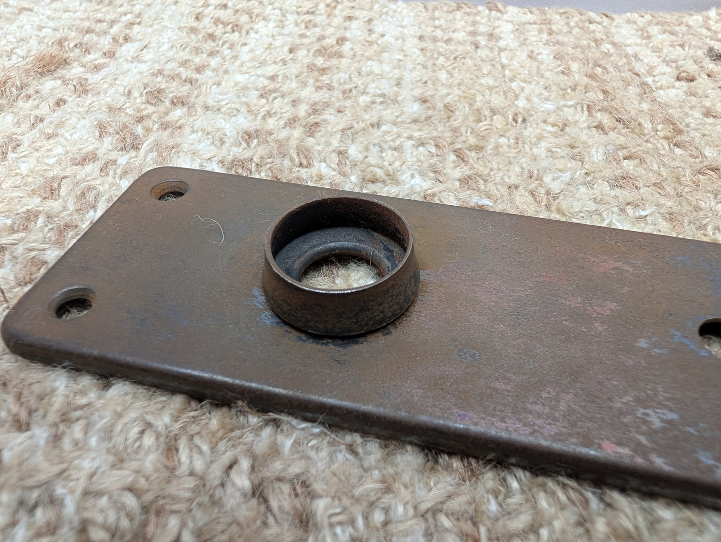 1 13/16" x 5 11/16" Antique Stamped Steel Door Knob Plate