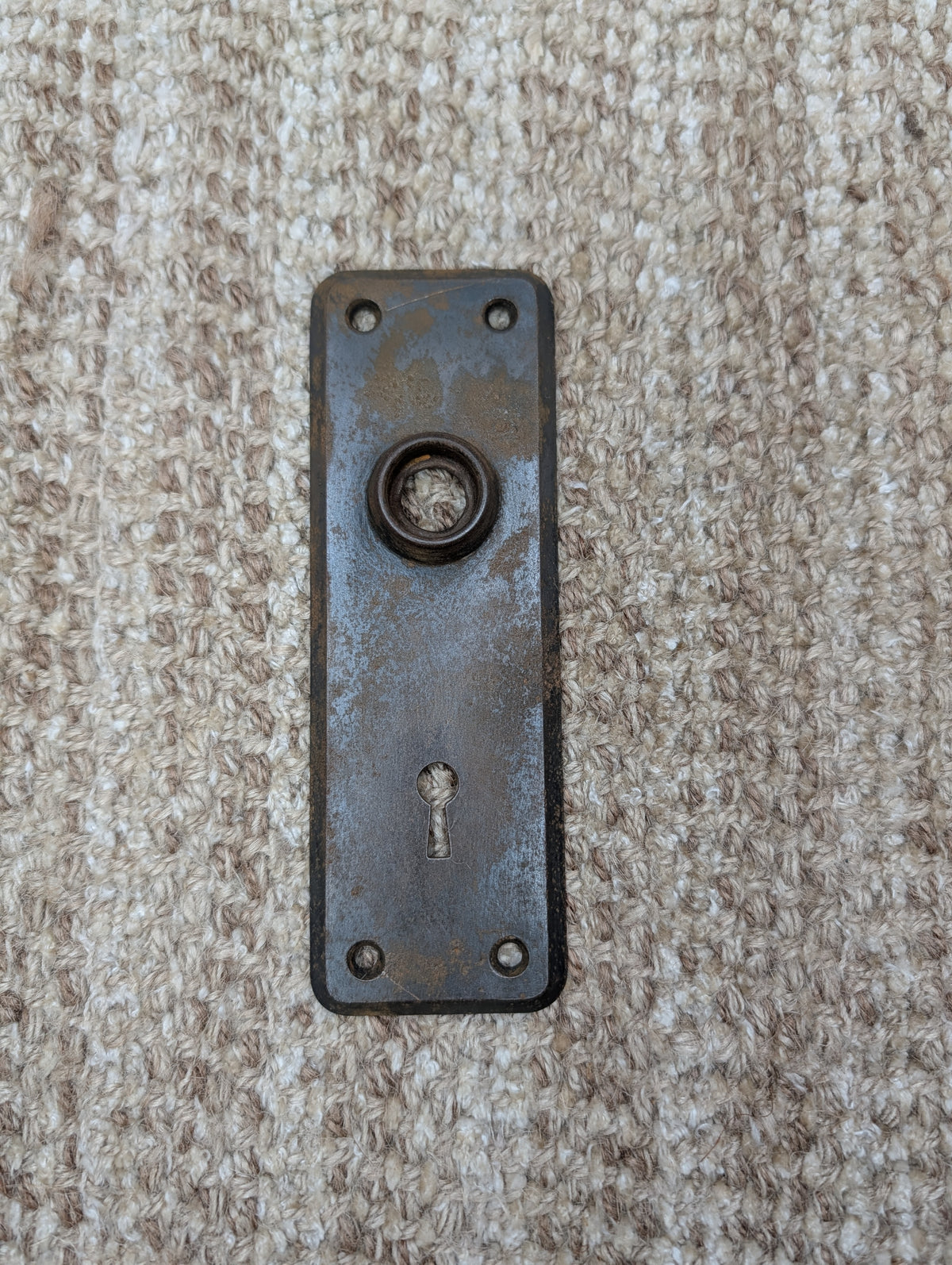 2" x 6" Antique Stamped Steel Door Knob Plate