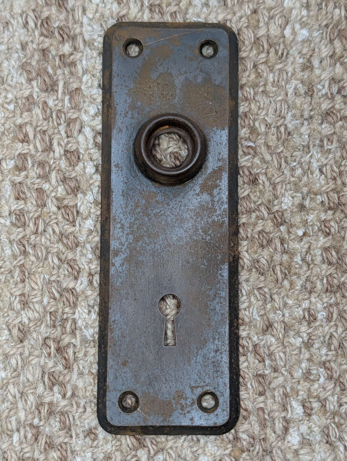 2" x 6" Antique Stamped Steel Door Knob Plate