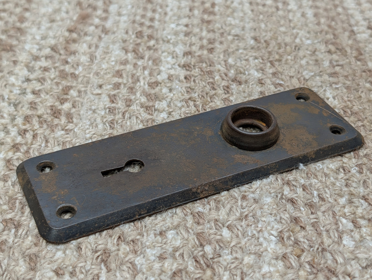 2" x 6" Antique Stamped Steel Door Knob Plate