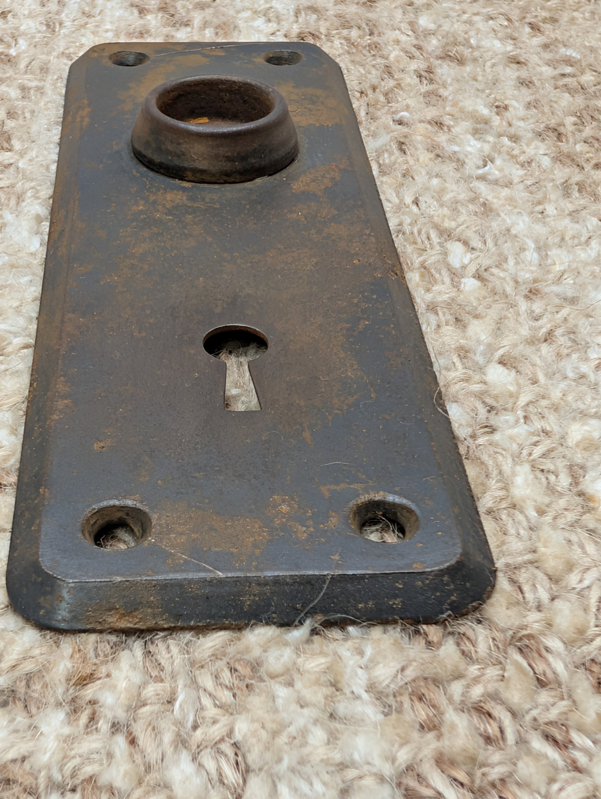 2" x 6" Antique Stamped Steel Door Knob Plate