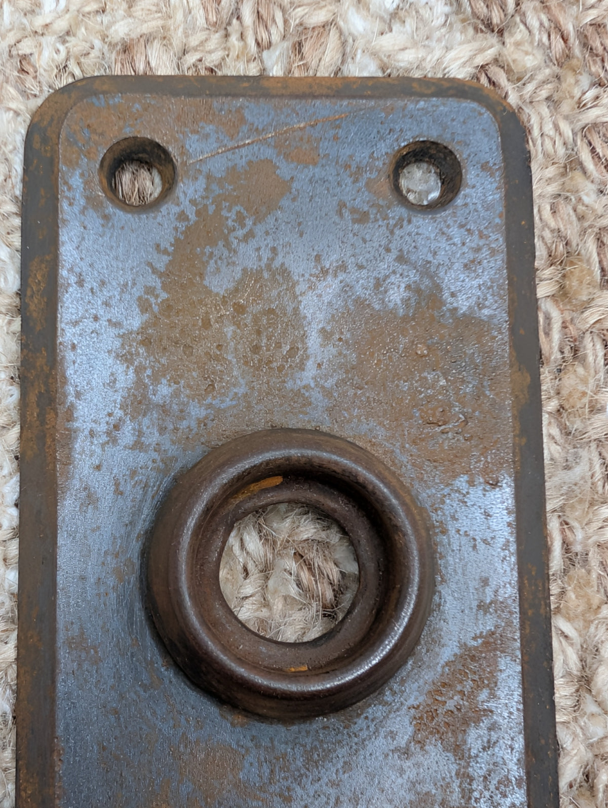 2" x 6" Antique Stamped Steel Door Knob Plate