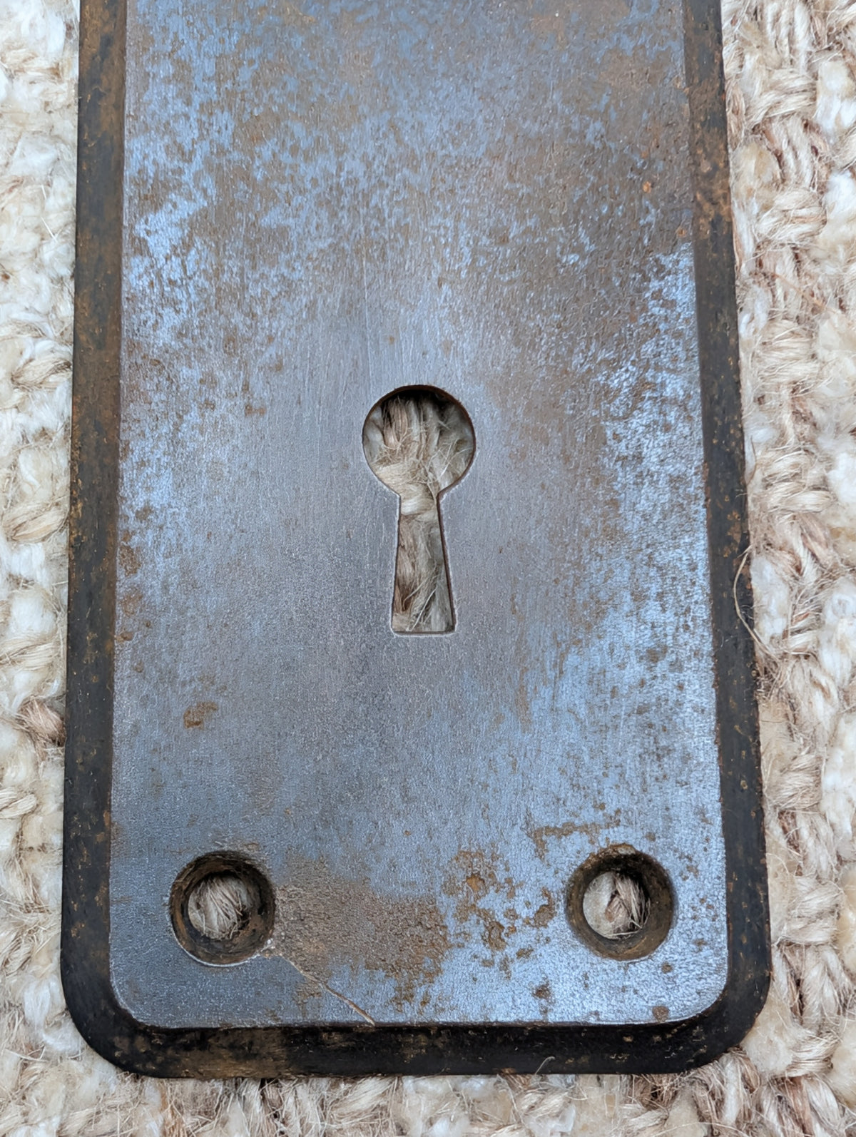 2" x 6" Antique Stamped Steel Door Knob Plate