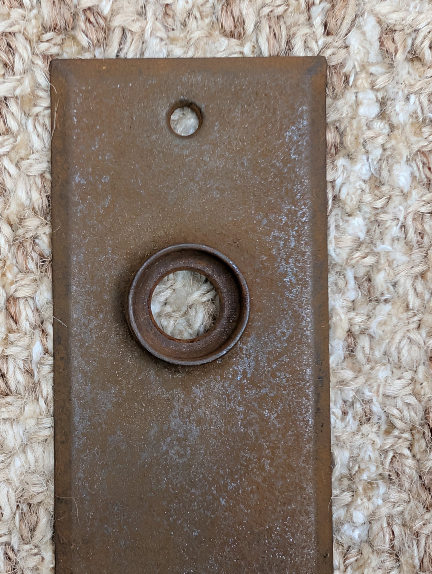 1 13/16" x 5 7/8" Antique Stamped Steel Door Knob Plate