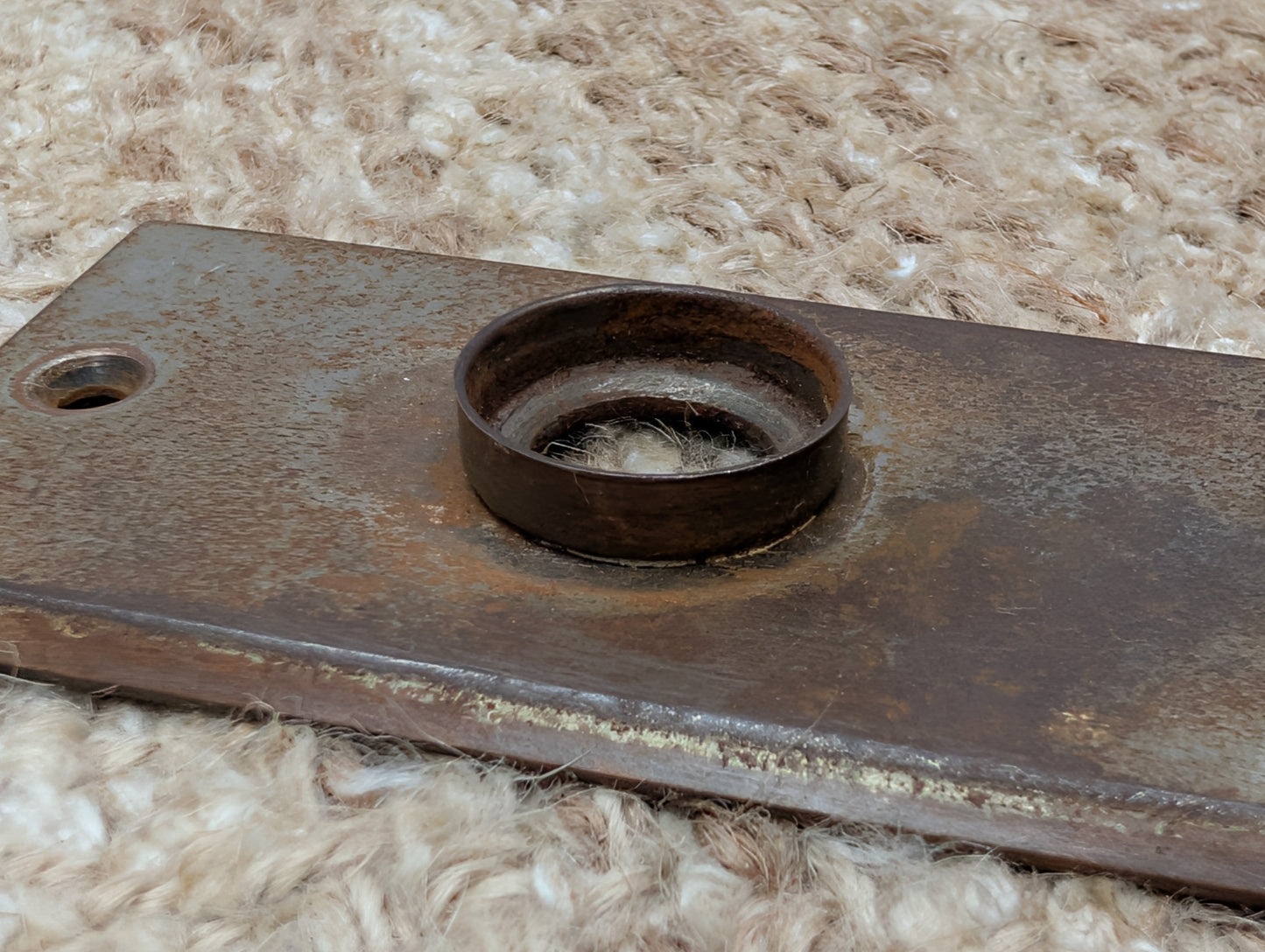 1 13/16" x 5 7/16" Antique Stamped Steel Door Knob Plate