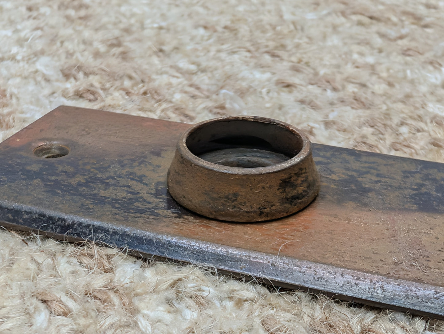1 5/8" x 5 1/2" Antique Stamped Steel Door Knob Plate
