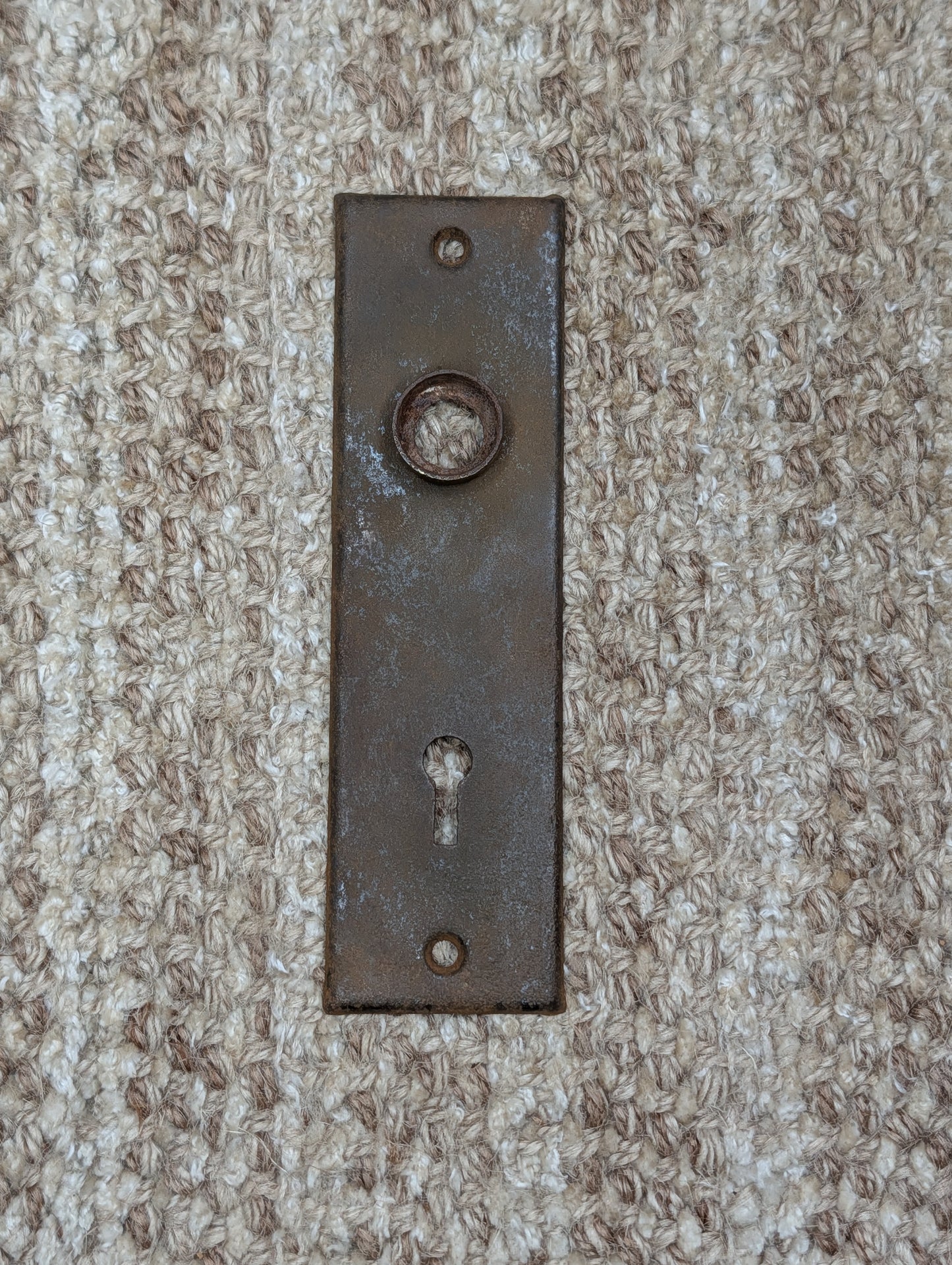 1 9/16" x 5 7/16" Antique Stamped Steel Door Knob Plate