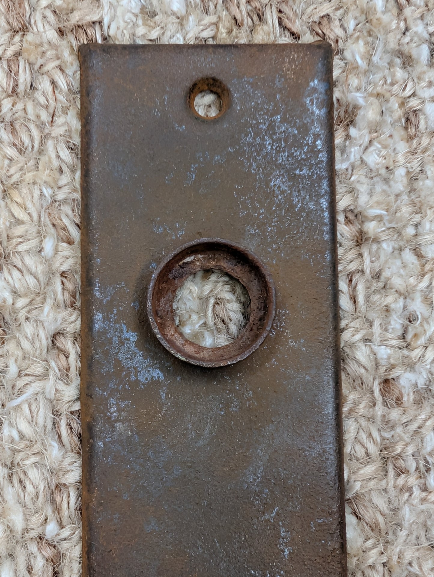 1 9/16" x 5 7/16" Antique Stamped Steel Door Knob Plate