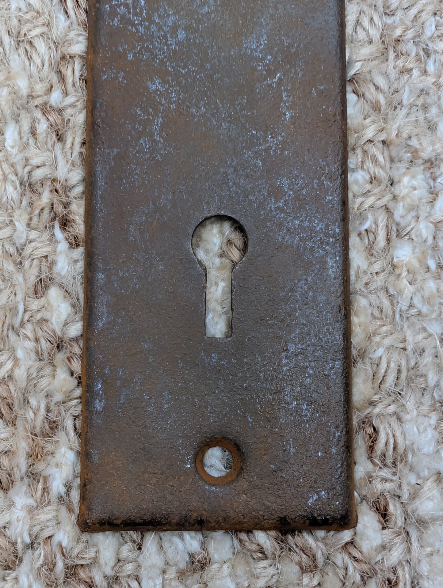 1 9/16" x 5 7/16" Antique Stamped Steel Door Knob Plate