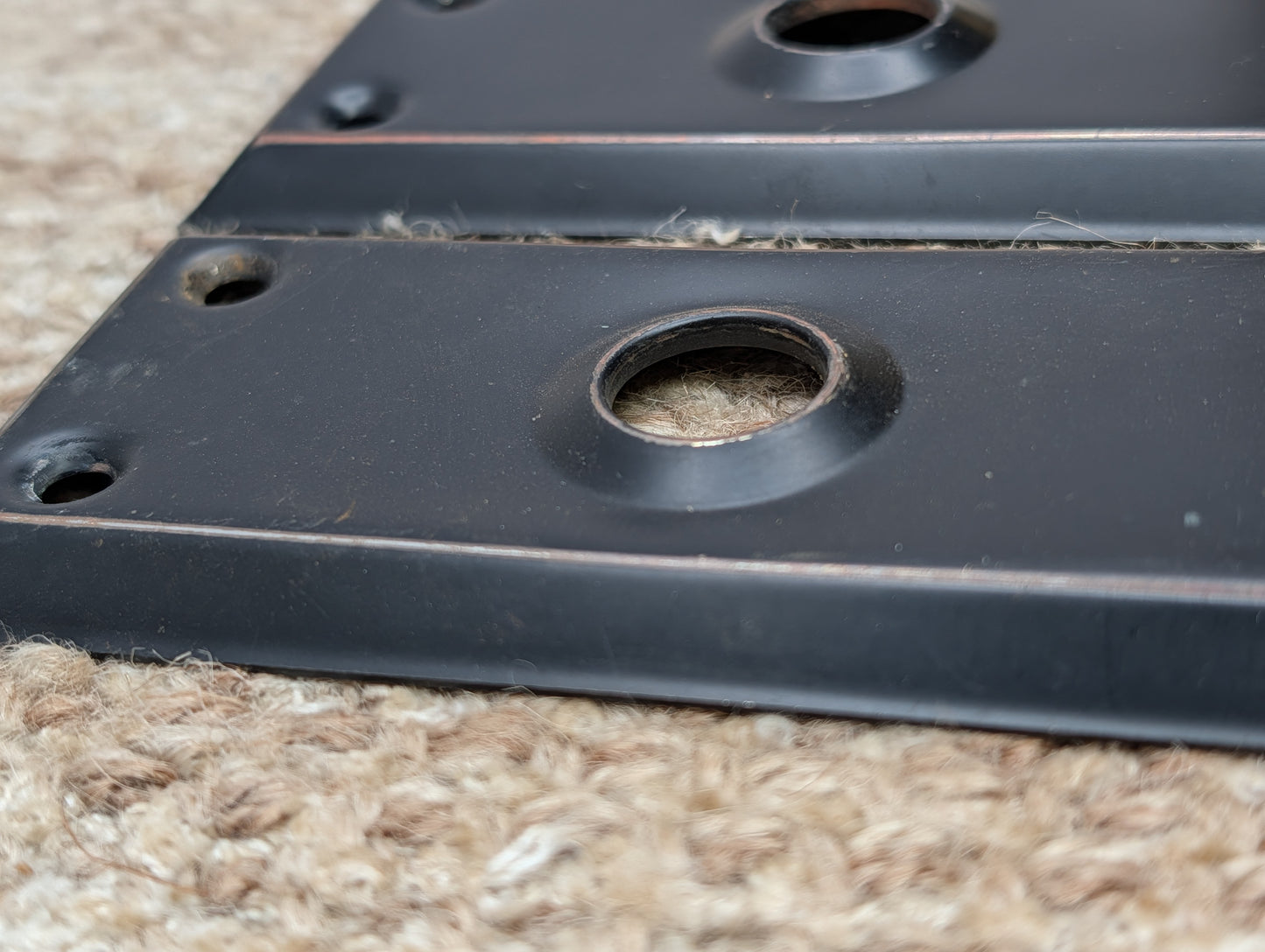 Pair 2 1/4" x 7" Antique Black Stamped Steel Door Knob Plates