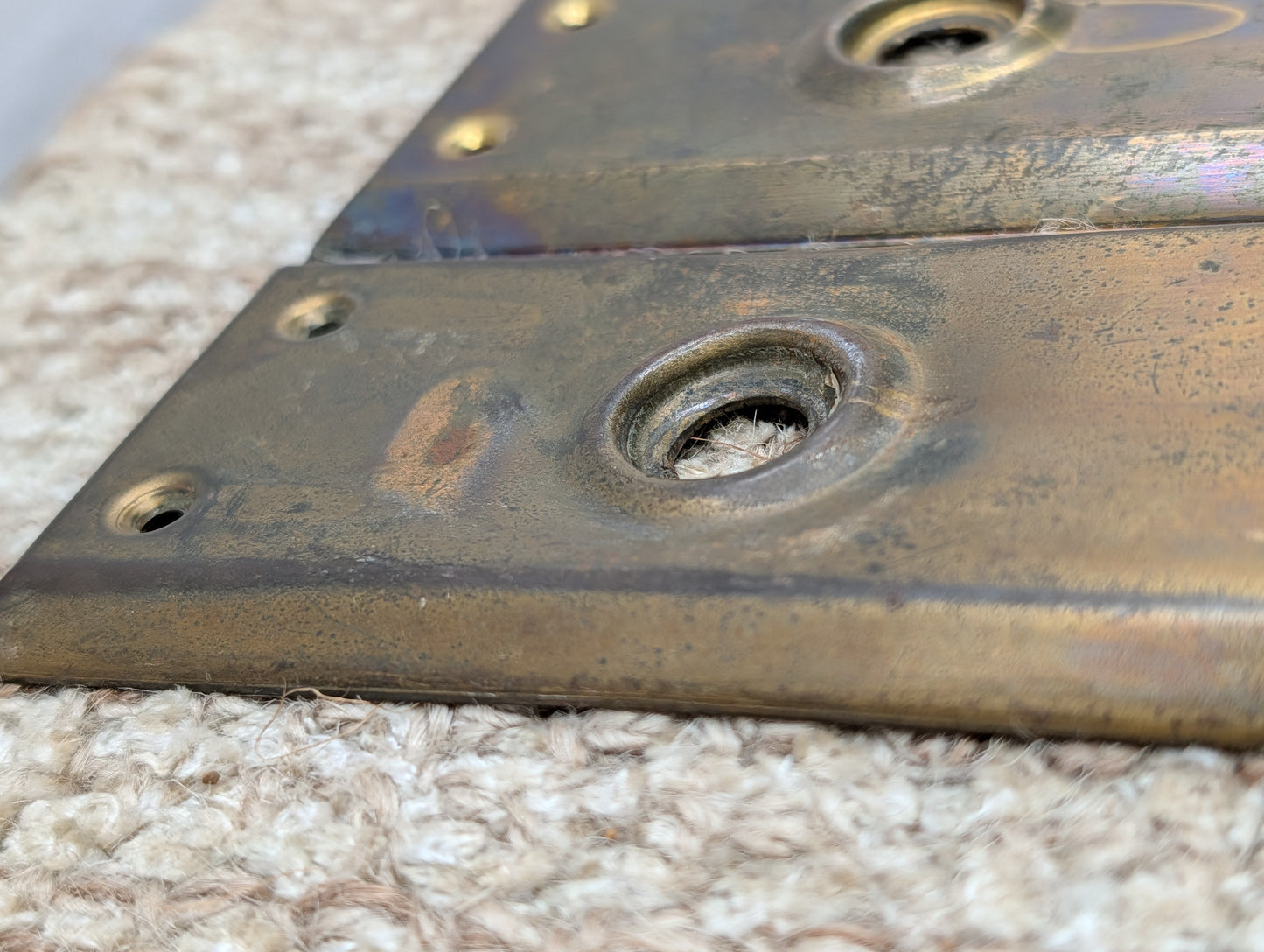 Pair Of 2 1/4" x 7"  Antique Brass Plated Stamped Steel Door Knob Plates