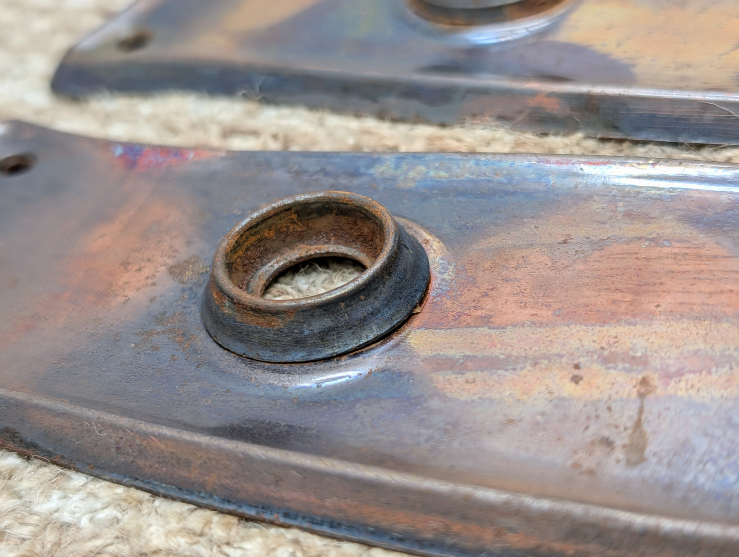 Pair 2 1/2" x 7 9/16" Antique Japanned Stamped Steel Door Knob Plates