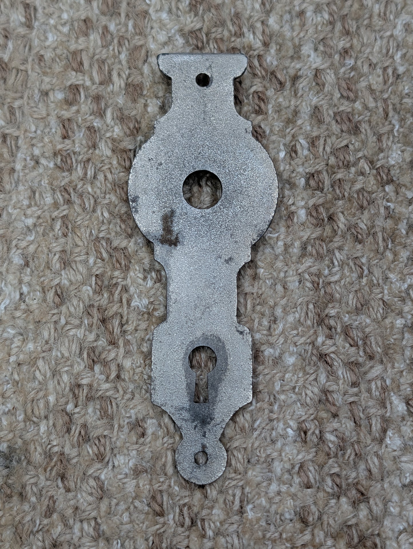 1 11/16" x 4 15/16" Antique Ornate Victorian Cast Iron Door Knob Plate