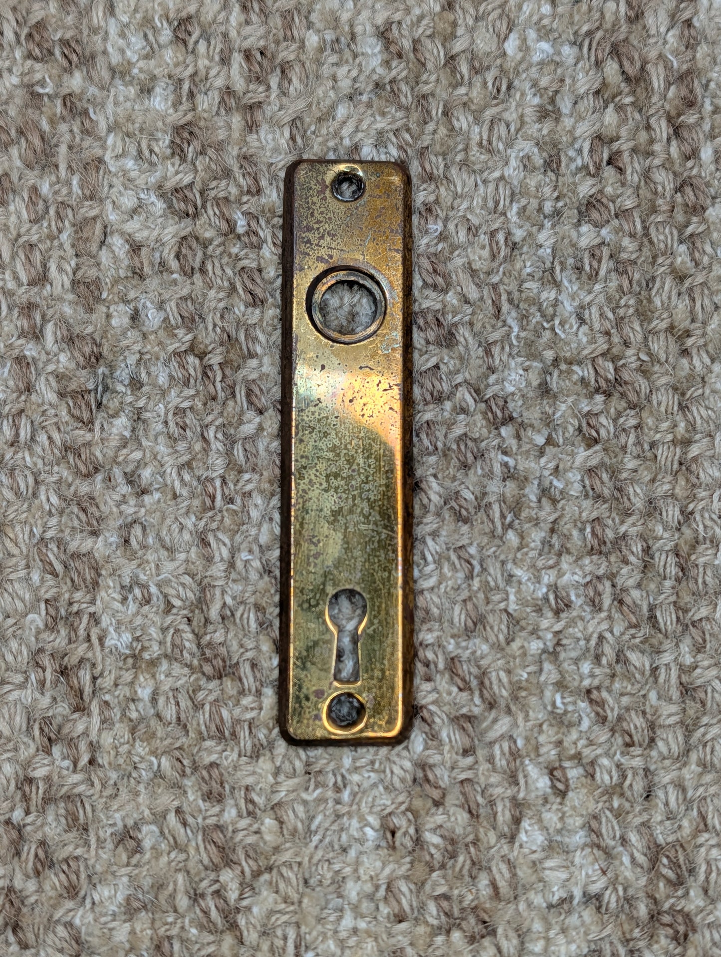 15/16" x 4 5/16" Antique Cast Brass Door Knob Plate #02418