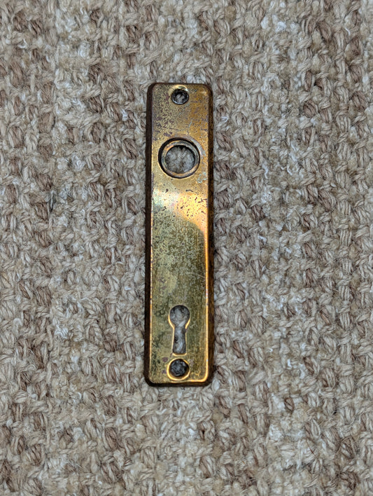 15/16" x 4 5/16" Antique Cast Brass Door Knob Plate #02418