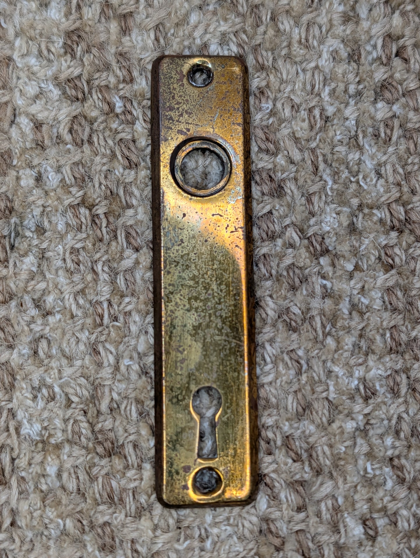 15/16" x 4 5/16" Antique Cast Brass Door Knob Plate #02418