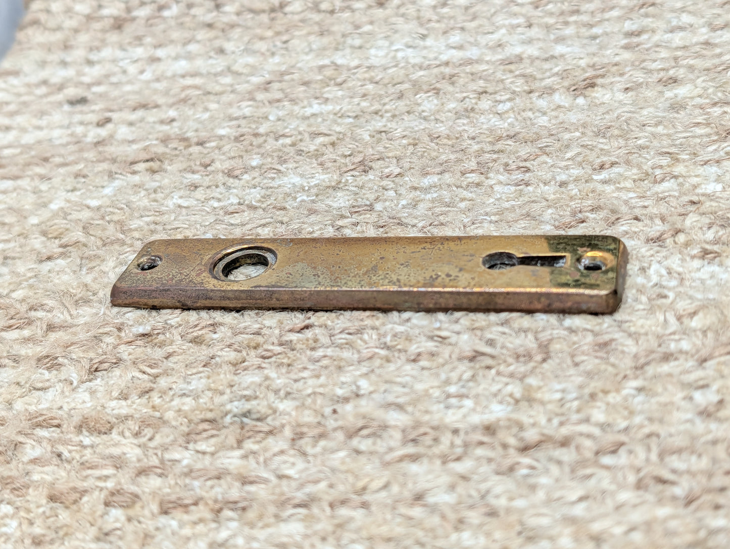 15/16" x 4 5/16" Antique Cast Brass Door Knob Plate #02418