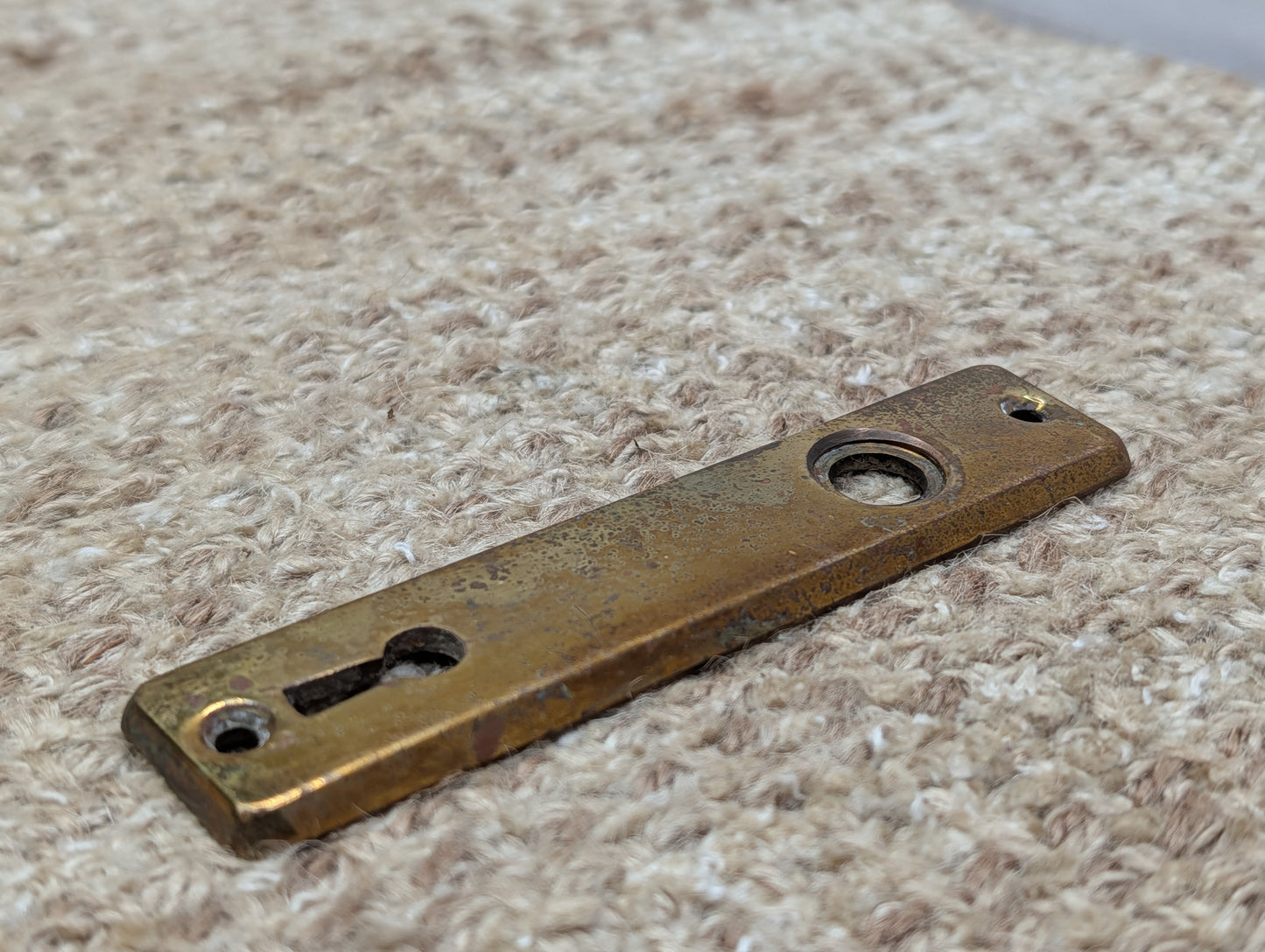 15/16" x 4 5/16" Antique Cast Brass Door Knob Plate #02418