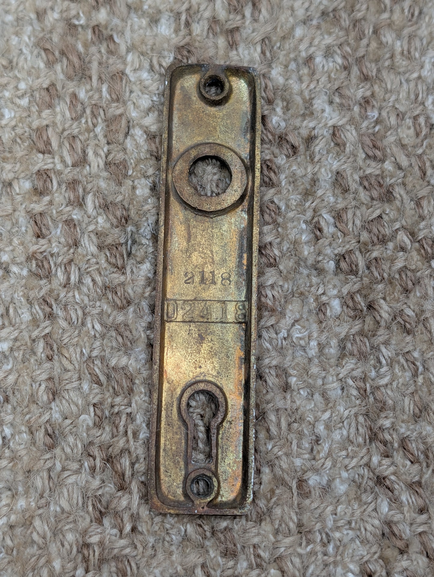 15/16" x 4 5/16" Antique Cast Brass Door Knob Plate #02418