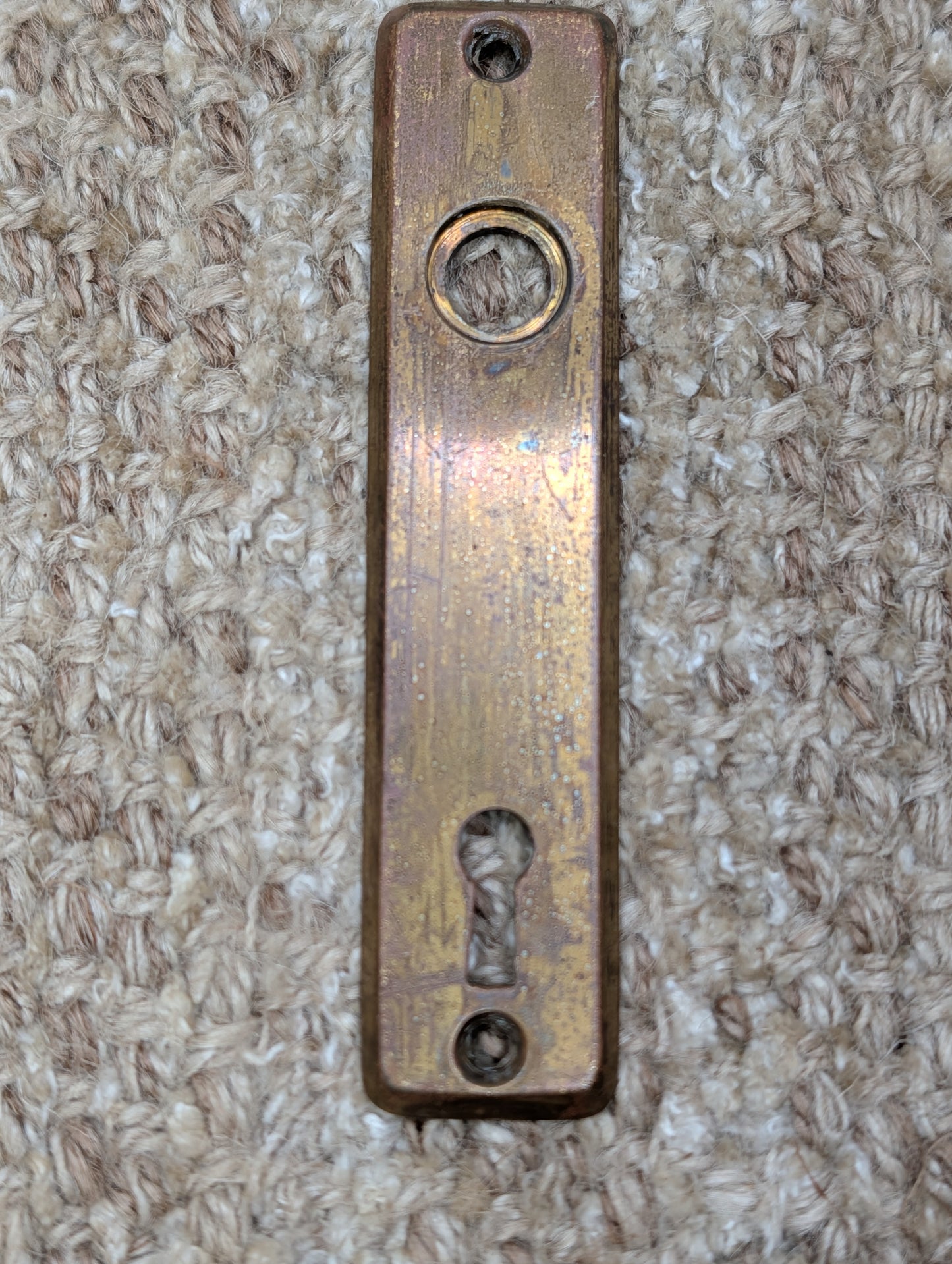 15/16" x 4 5/16" Antique Cast Brass Door Knob Plate #02418