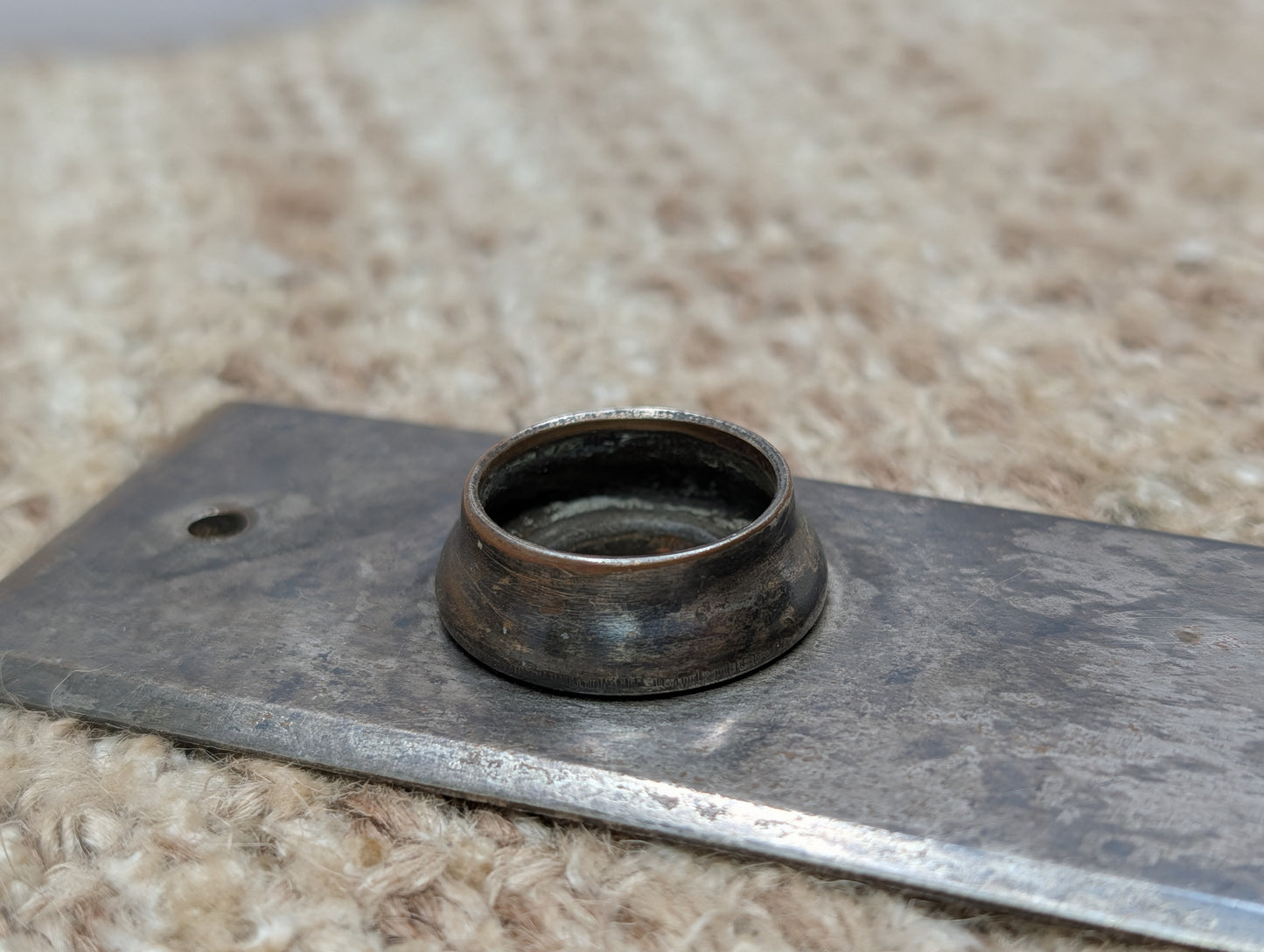 1 13/16" x 6" Antique Nickel Plated Brass Door Knob Plate