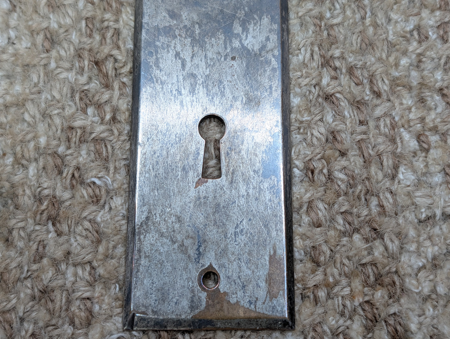 1 13/16" x 6" Antique Nickel Plated Brass Door Knob Plate