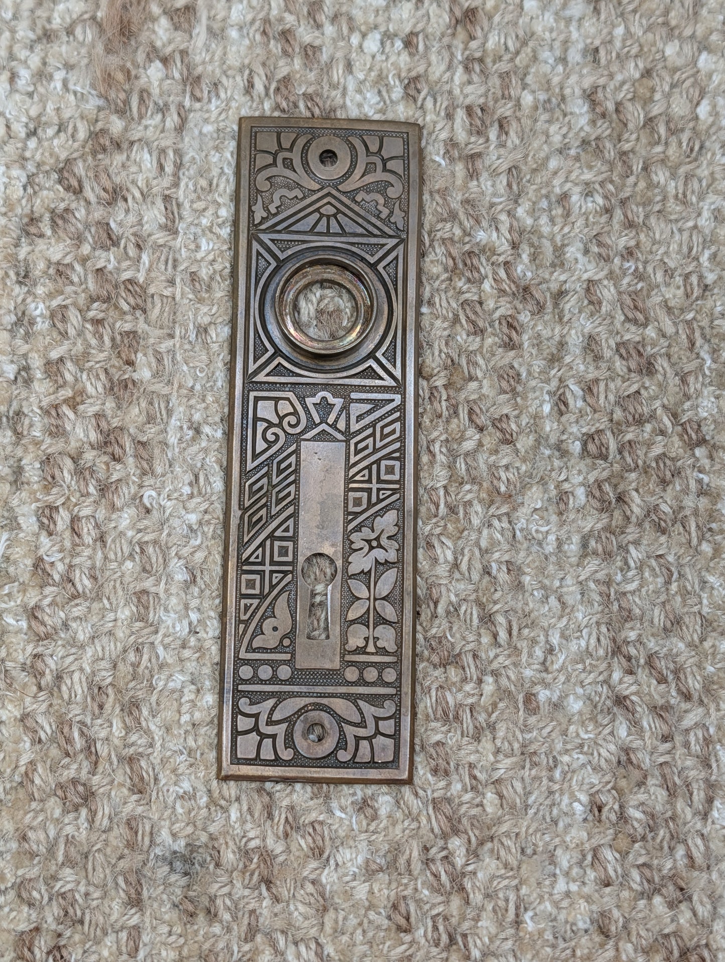 1 9/16" x 5 1/2" Antique Ornate Brass Door Knob Plates
