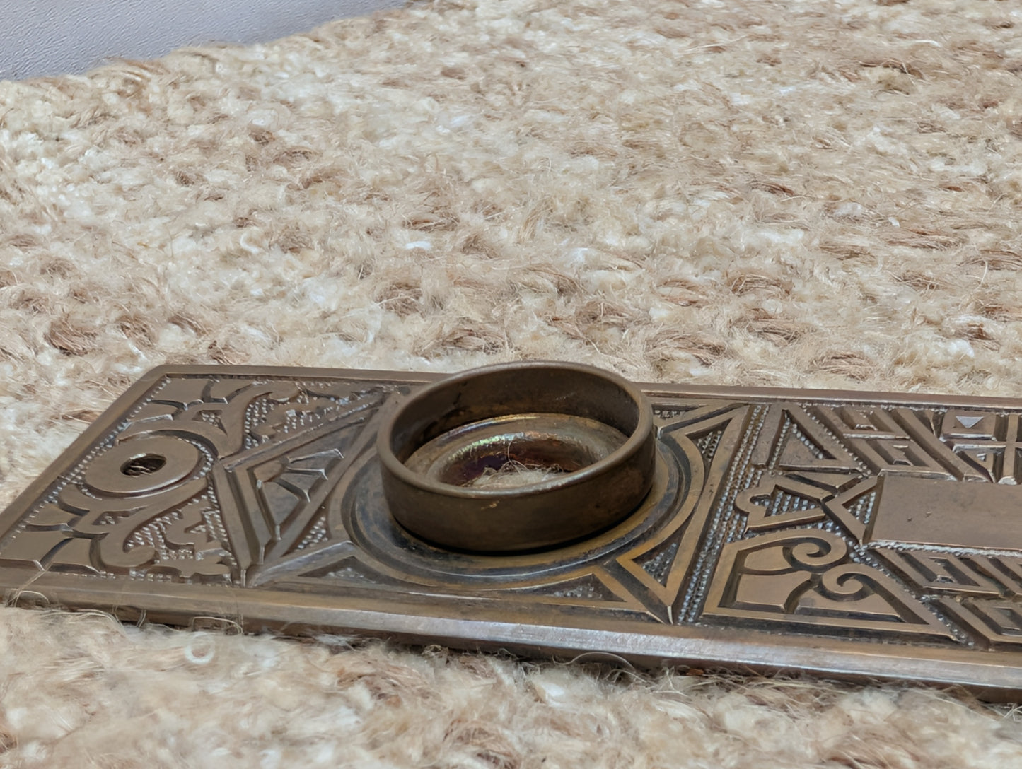 1 9/16" x 5 1/2" Antique Ornate Brass Door Knob Plates