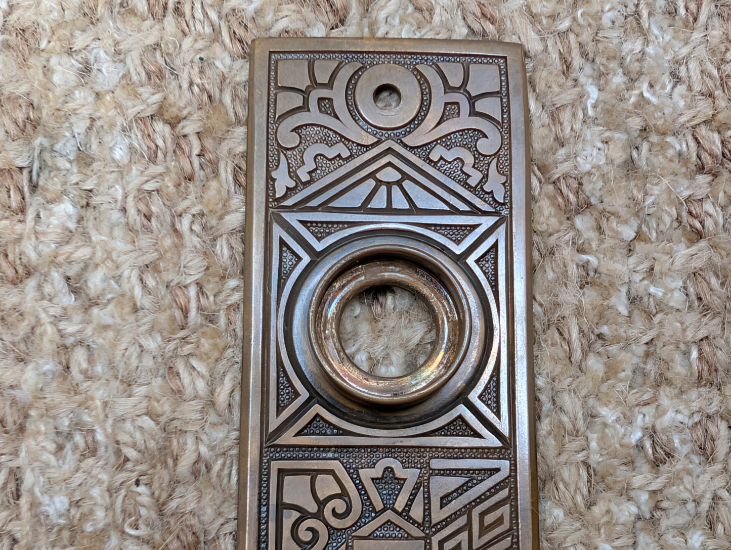 1 9/16" x 5 1/2" Antique Ornate Brass Door Knob Plates