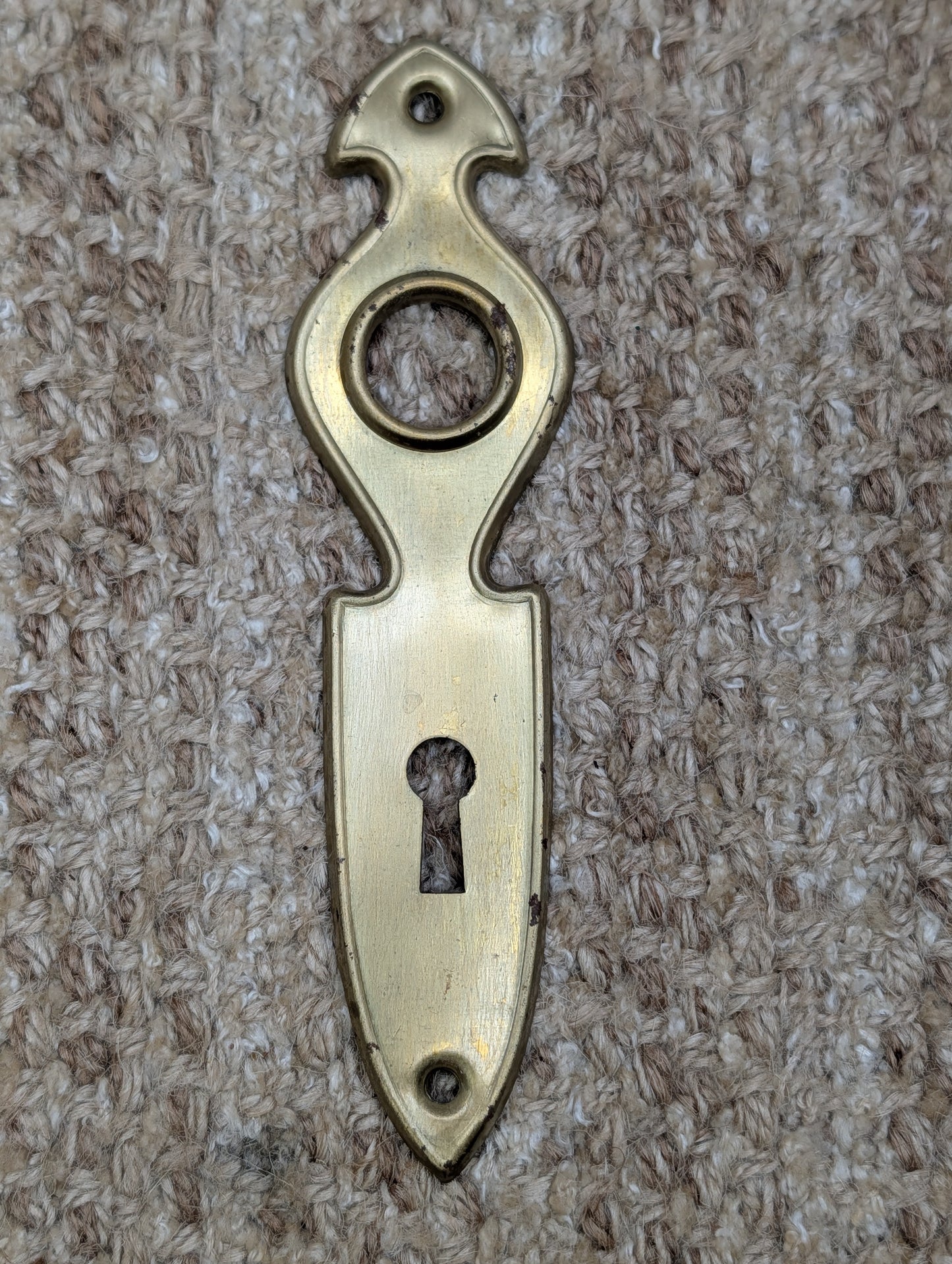 1 9/16" x 6" Antique Brass Plated Steel Door Knob Plate