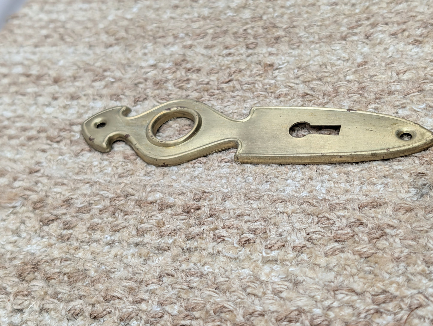 1 9/16" x 6" Antique Brass Plated Steel Door Knob Plate