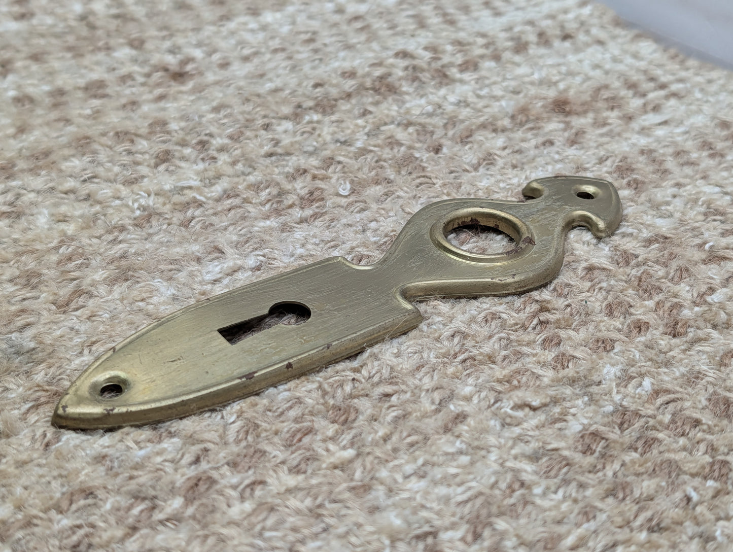 1 9/16" x 6" Antique Brass Plated Steel Door Knob Plate