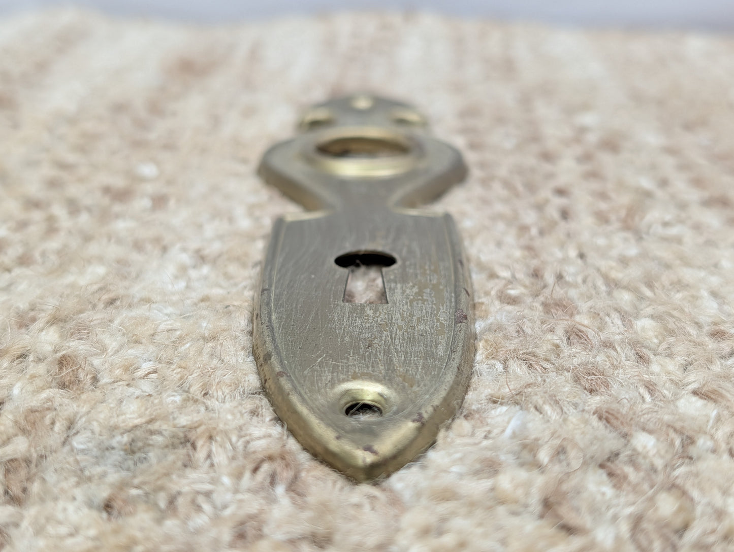 1 9/16" x 6" Antique Brass Plated Steel Door Knob Plate