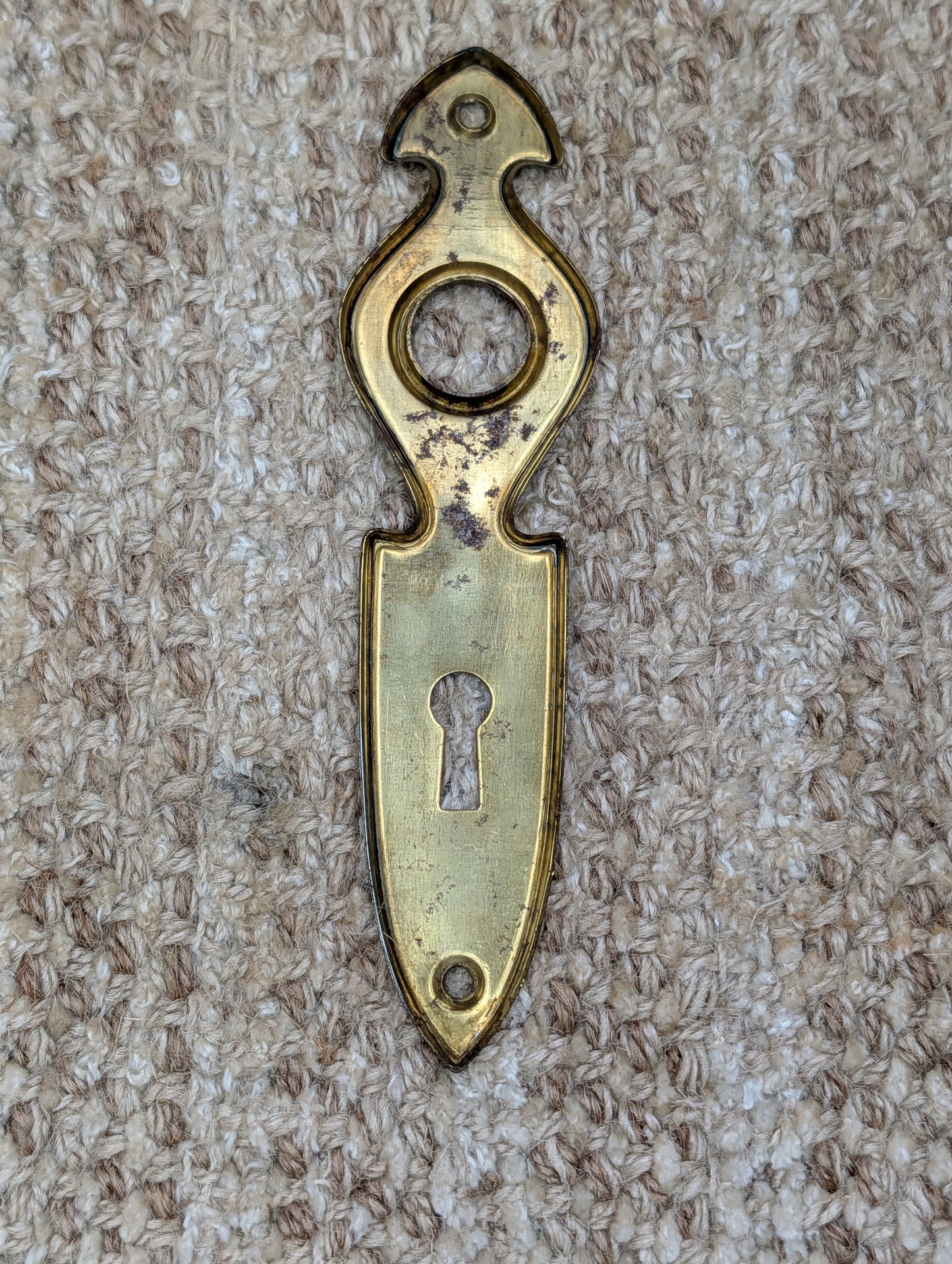 1 9/16" x 6" Antique Brass Plated Steel Door Knob Plate