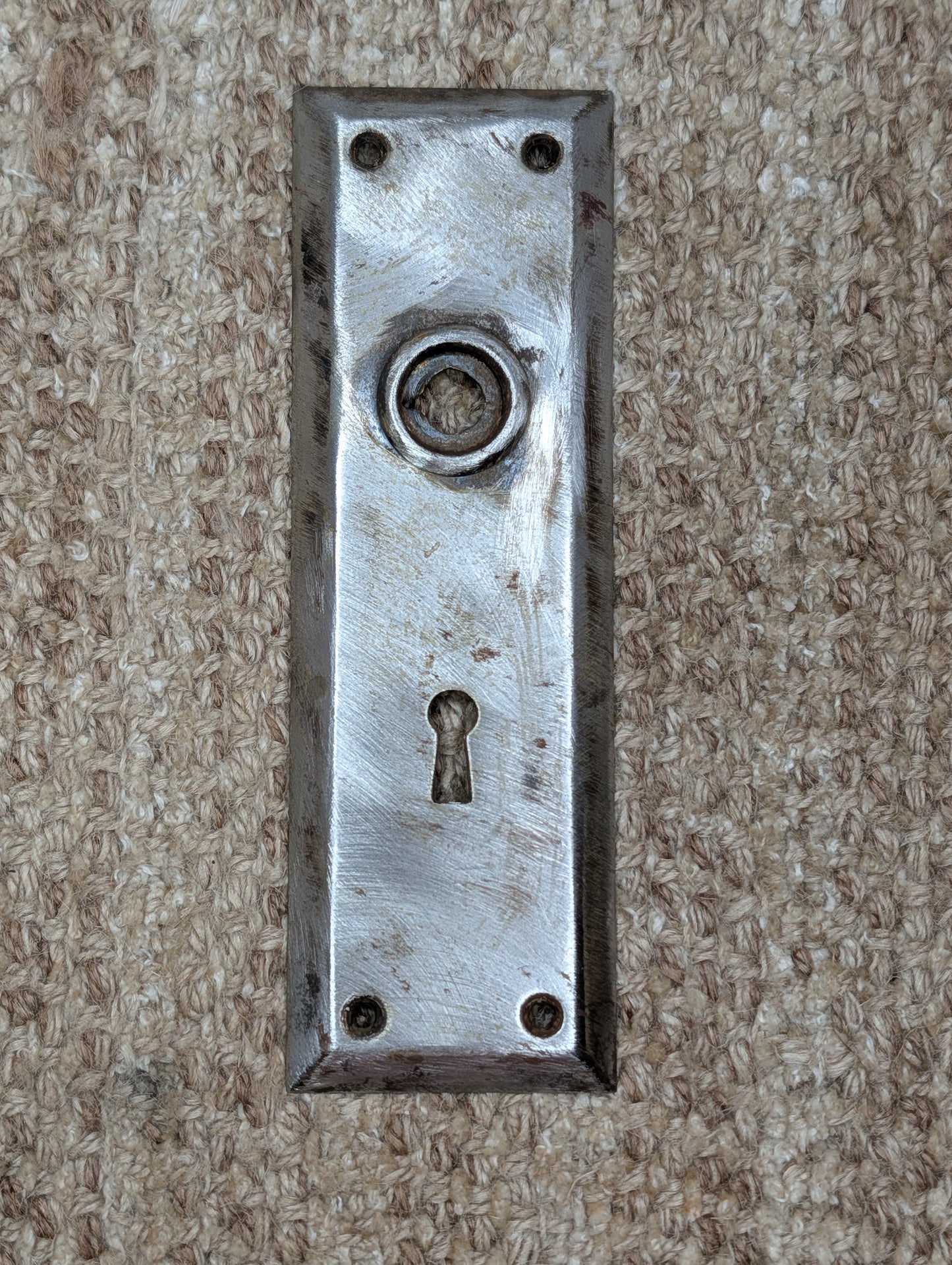 2 1/4" x 7" Antique Steel Door Knob Plate
