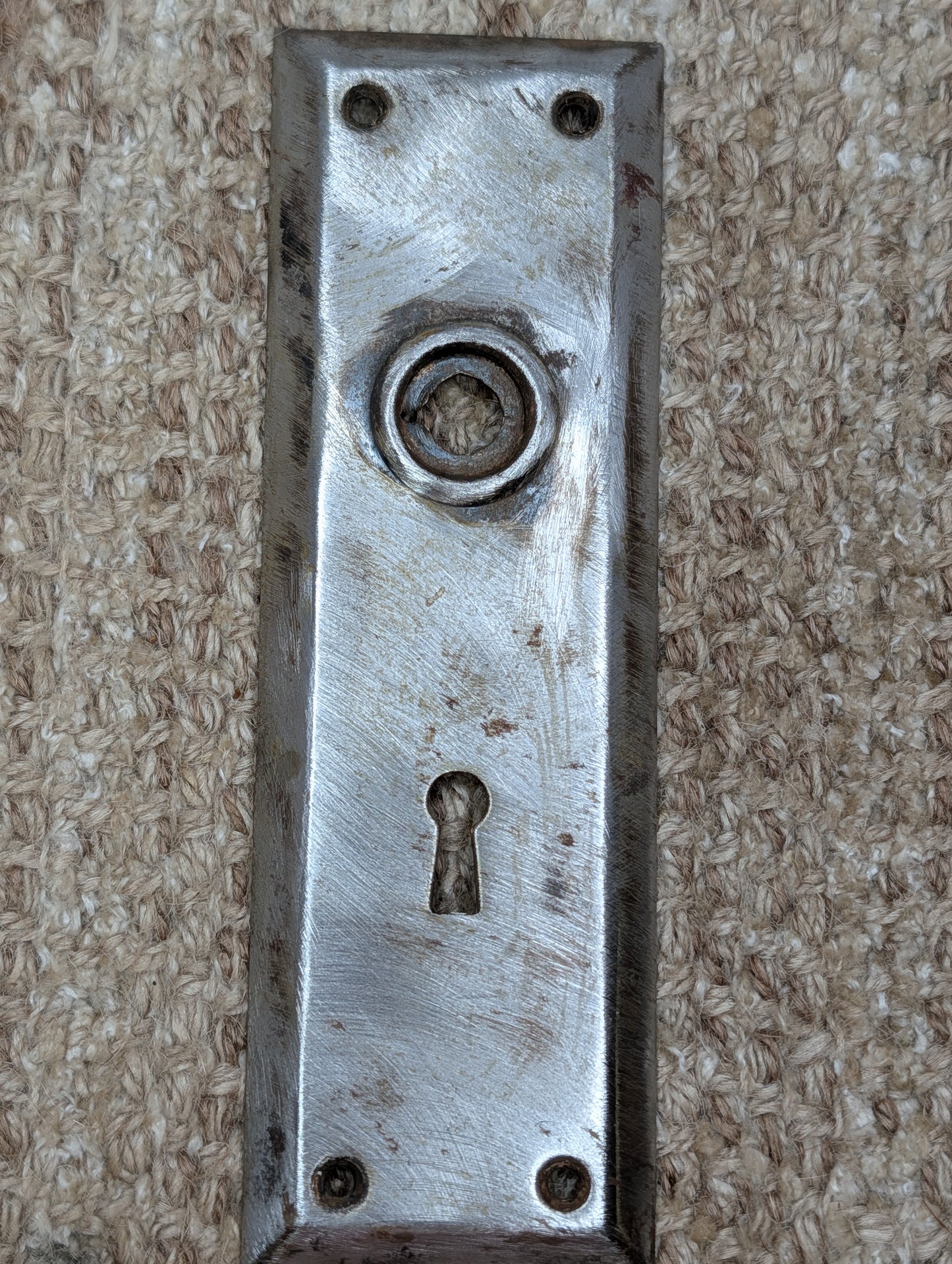 2 1/4" x 7" Antique Steel Door Knob Plate